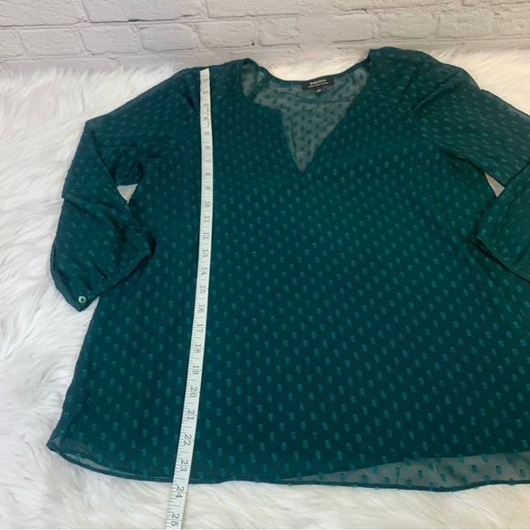 Babaton Swiss Dot Green Long Sleeve Sheer Top Size Small - Picture 4 of 9